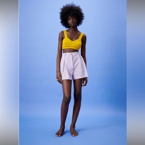 Zara Light Purple Linen Shorts